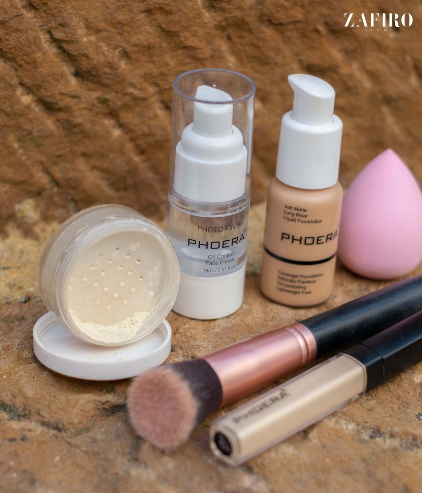 Kit perla (base + primer + polvos + corrector + aplicador + brocha )