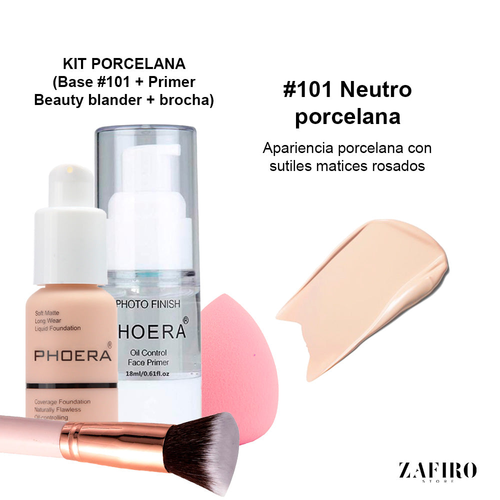 Kit porcelana (base + primer + aplicador + brocha )