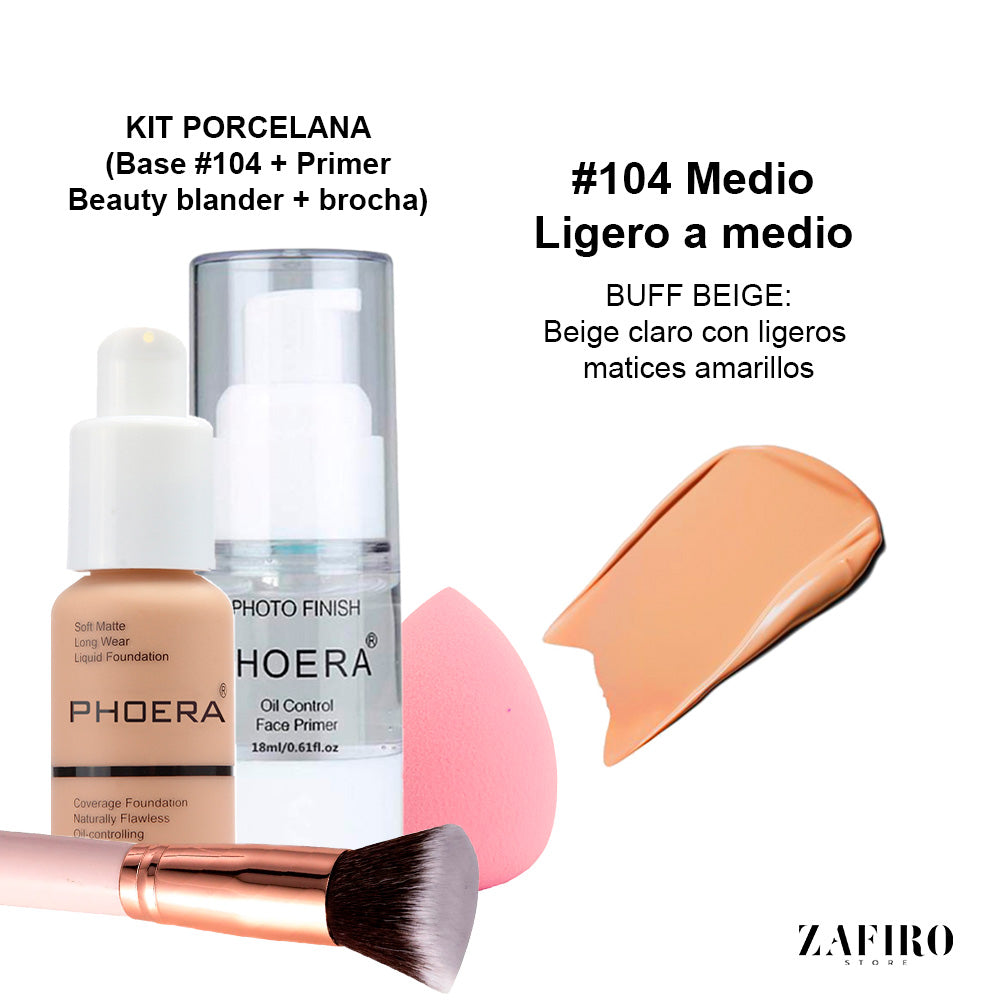 Kit porcelana (base + primer + aplicador + brocha )