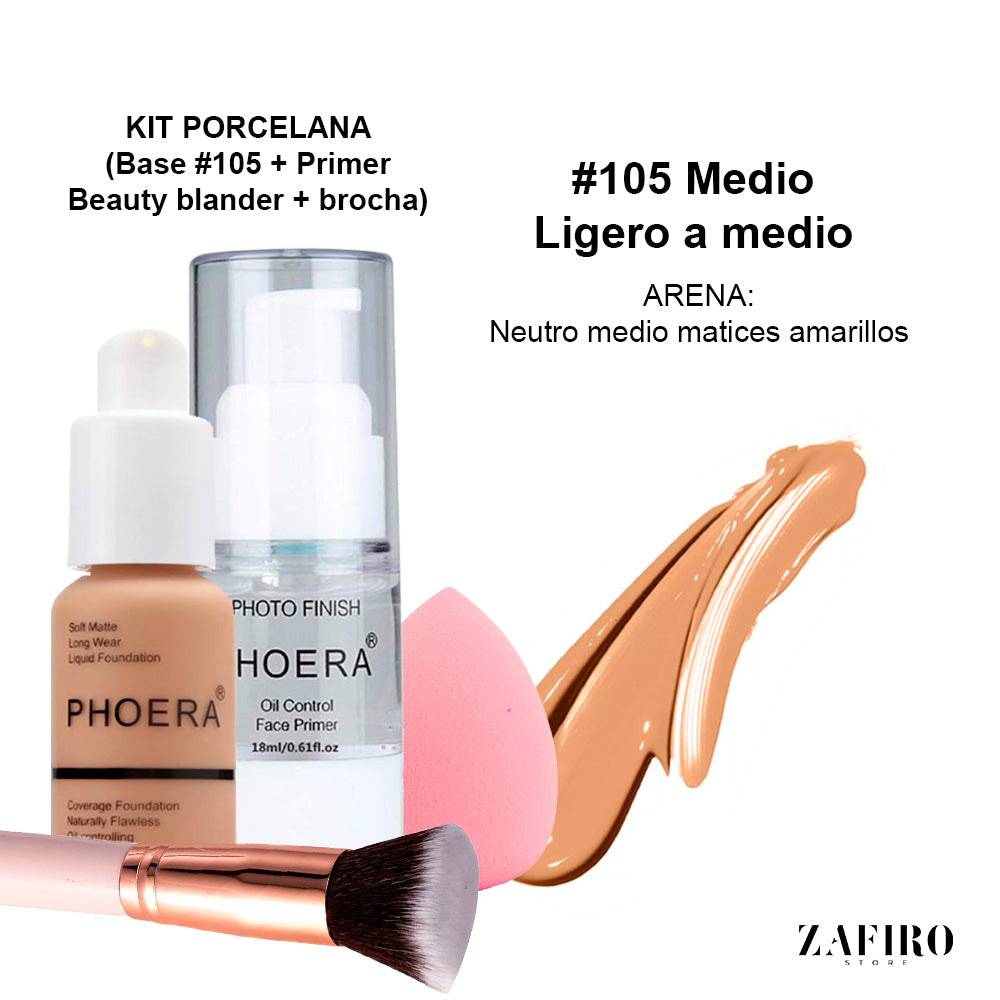 Kit porcelana (base + primer + aplicador + brocha )