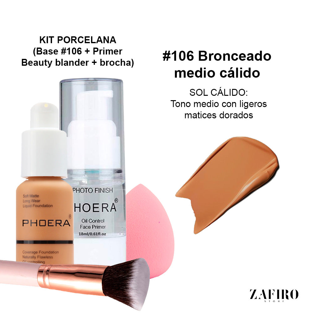 Kit porcelana (base + primer + aplicador + brocha )