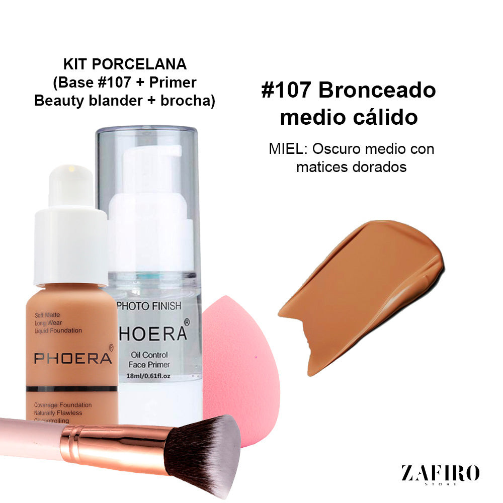 Kit porcelana (base + primer + aplicador + brocha )