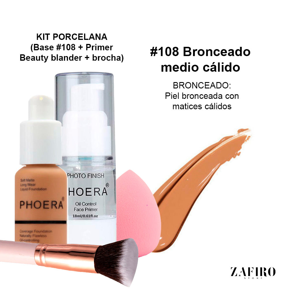 Kit porcelana (base + primer + aplicador + brocha )