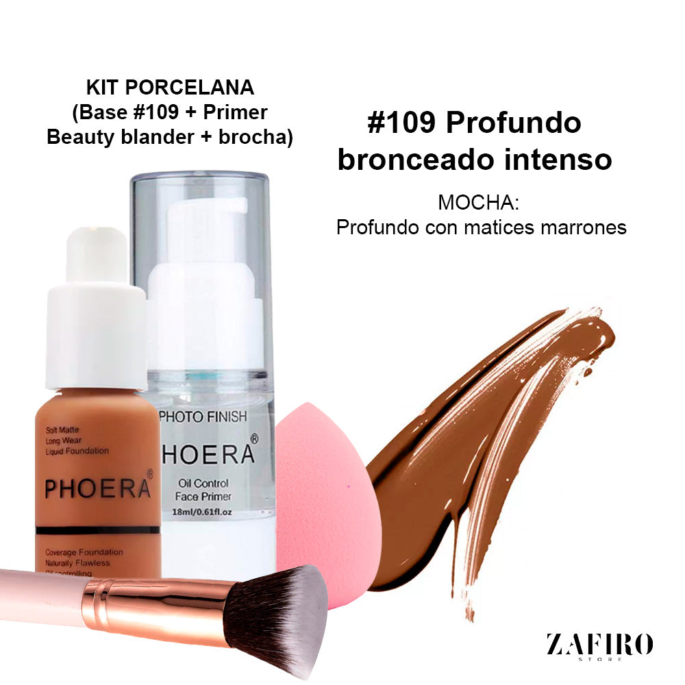 Kit porcelana (base + primer + aplicador + brocha )